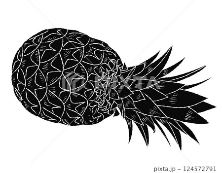 パイナップルのシルエットイラスト素材 124572791