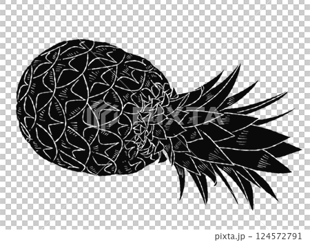 パイナップルのシルエットイラスト素材 124572791