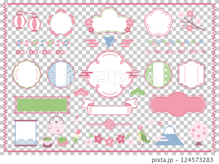 春の和風フレームイラストセット 124573283