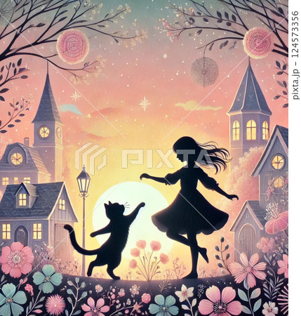 幻想のシルエット – 猫と少女の夢物語（ダンス4） 124573356