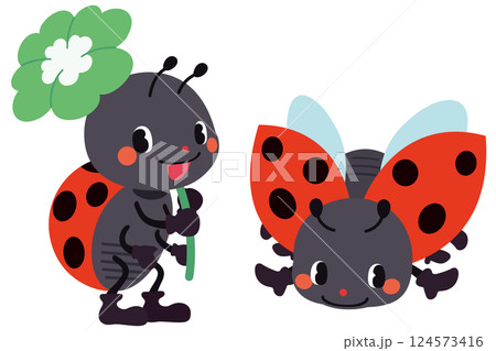 ラッキーモチーフの可愛いてんとう虫 124573416