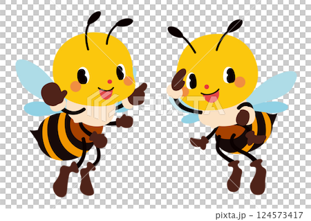 花の蜜を探しに行く可愛いミツバチたち 124573417