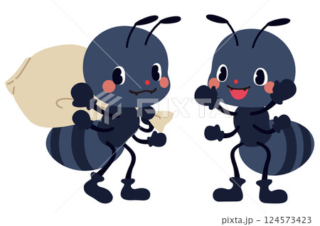 大きな荷物を運ぶか可愛いアリたち 大きな荷物を運ぶか可愛いアリたち 124573423