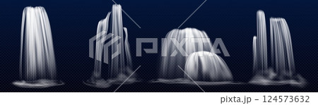 Waterfalls set isolated on transparent background 124573632