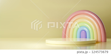 3d pastel rainbow arches with platform display 124573679