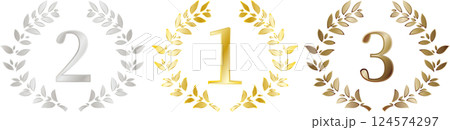 1位、2位、3位を表彰する月桂冠 124574297