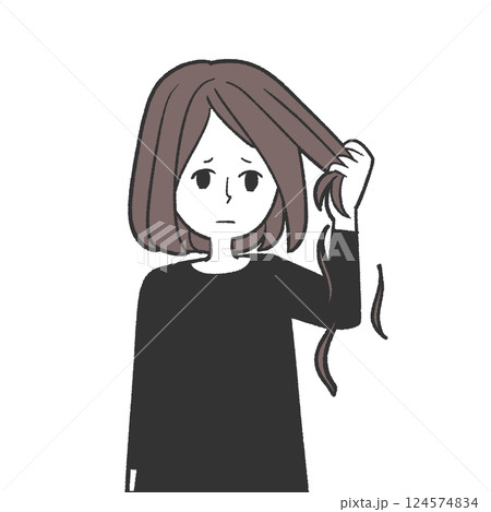 髪を引っ張って抜いてしまう女の子 124574834