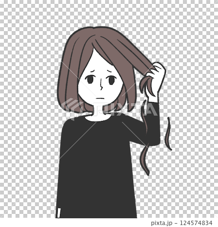 髪を引っ張って抜いてしまう女の子 124574834