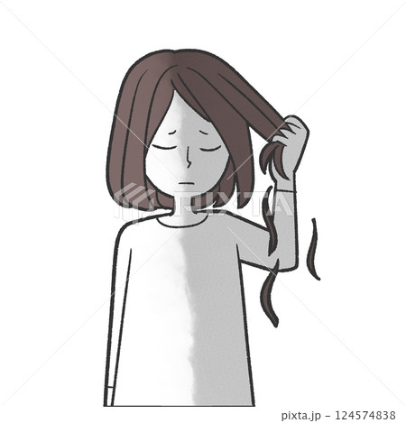 髪を引っ張って抜いてしまう女の子 124574838