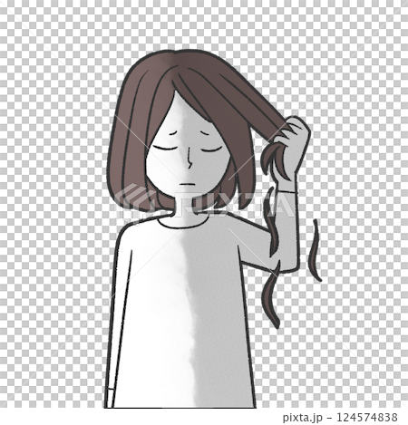 髪を引っ張って抜いてしまう女の子 124574838