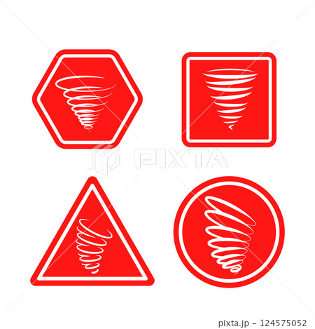 Tornado Warning Signs Set Hazardous Storm Alert Icons Vector 124575052