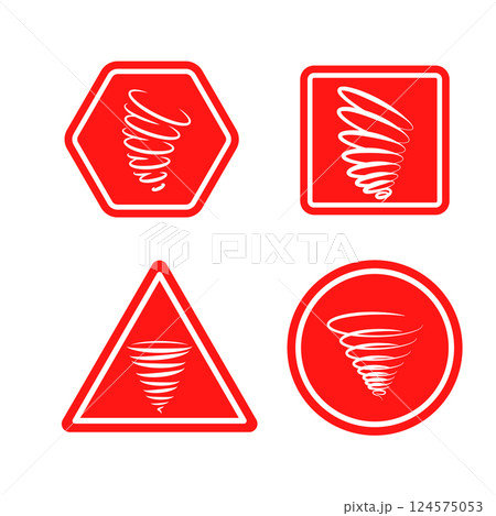 Tornado Warning Signs Set Hazardous Storm Alert Icons Vector 124575053