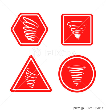 Tornado Warning Signs Set Hazardous Storm Alert Icons Vector 124575054