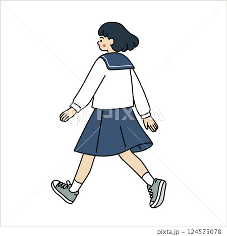 セーラー服の女子高生の後ろ姿 セーラー服の女子高生の後ろ姿 124575078