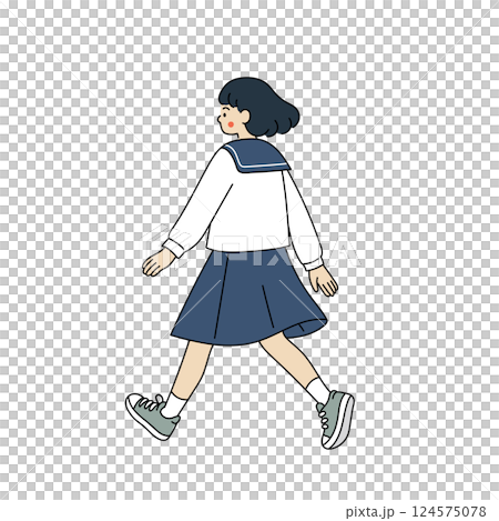 セーラー服の女子高生の後ろ姿 セーラー服の女子高生の後ろ姿 124575078