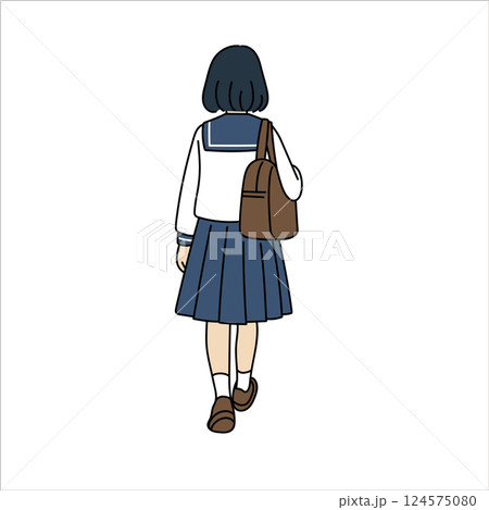 セーラー服の女子高生の後ろ姿 124575080
