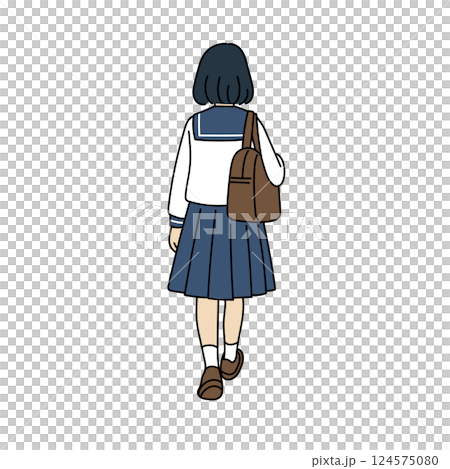 Back view of a high school girl in a sailor suit 124575080