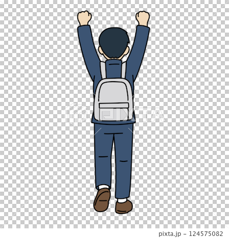 Back view of a male high school student commuting to school Back view of a male high school student commuting to school 124575082