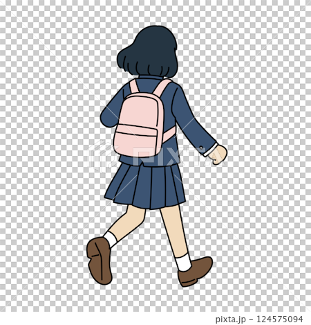 Back view of a high school girl wearing a blazer Back view of a high school girl wearing a blazer 124575094