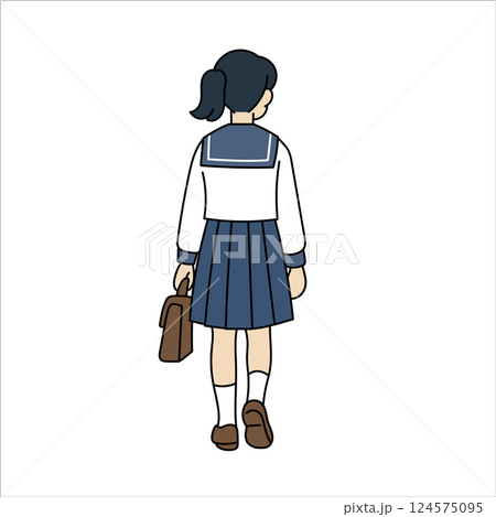 セーラー服の女子高生の後ろ姿 セーラー服の女子高生の後ろ姿 124575095