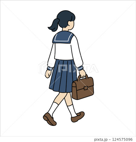 セーラー服の女子高生の後ろ姿 124575096