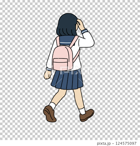 身穿水手服的女高中生的背影 124575097