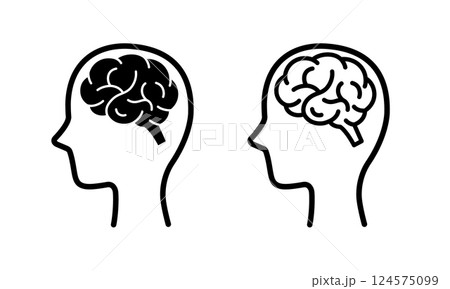 人間の脳を横から見た頭部のアイコン 人間の脳を横から見た頭部のアイコン 124575099