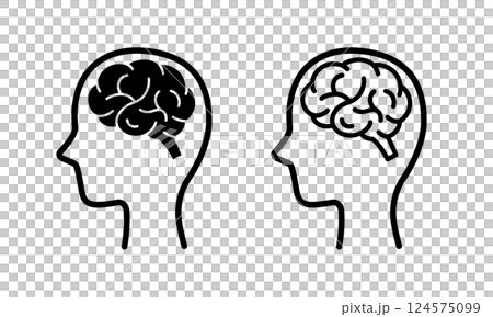 人間の脳を横から見た頭部のアイコン 人間の脳を横から見た頭部のアイコン 124575099