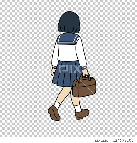 Back view of a high school girl in a sailor suit 124575100