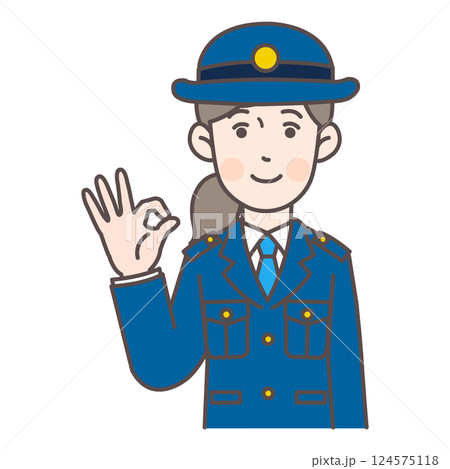 OKサインを出す婦警さん 124575118