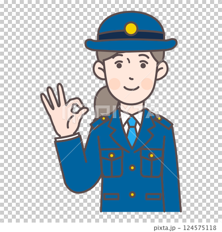 OKサインを出す婦警さん 124575118
