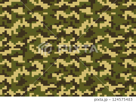 pixel camouflage pattern military background vector texture seamless jungle clothing green and brown colors 124575483