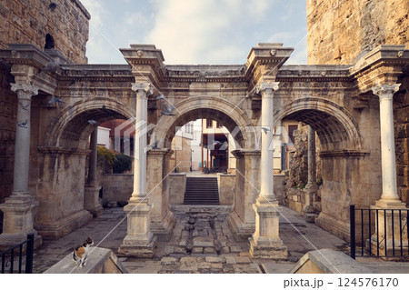 Hadrian's gate in Antalya old town, Turkey 124576170