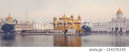 Golden temple in Amritsar city at night, India Golden temple in Amritsar city at night, India 124576195