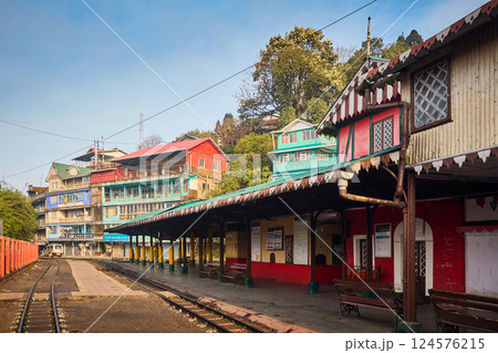 Train station in Ghoom near Darjeeling, India Train station in Ghoom near Darjeeling, India 124576215