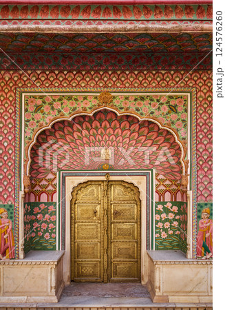 Lotus gate in Jaipur city palace, India 124576260