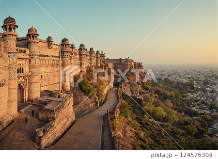 Gwalior fort and city in Madhya Pradesh state, India 124576308