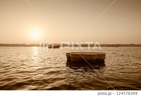 Ganges river in Varanasi city, India Ganges river in Varanasi city, India 124576309