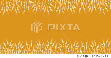 yellow food background with wheat stalks seamless pattern 124576711