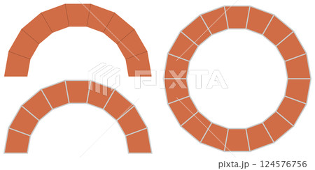 アーチと円のブロック 124576756