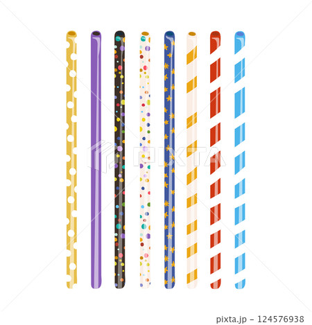 Illustration of multi-colored beverage tubes on a white background. 124576938