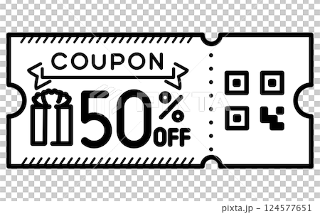 使いやすい黒線アイコン　50％OFFクーポン　モノトーン 124577651