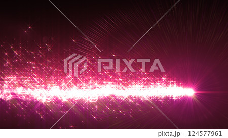 水平に走る星屑のような光のエフェクトとレンズフレア - ピンク 水平に走る星屑のような光のエフェクトとレンズフレア - ピンク 124577961