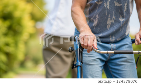 Adjustable mobility walker for elderly and injured individuals, promoting safe recovery and physical therapy support, featuring durable lightweight frame and comfortable handgrips Adjustable mobility walker for elderly and injured individuals, promoting safe recovery and physical therapy support, featuring durable lightweight frame and comfortable handgrips 124578070