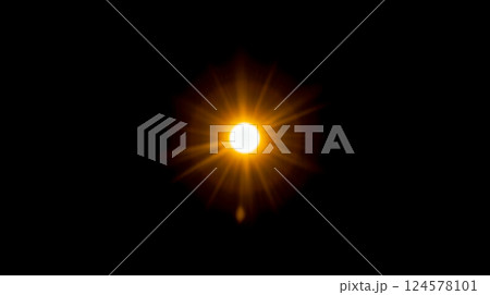Bright sunlight overlay, glowing sun rays, solar flare effect, cosmic sphere, black background, radiant energy, shining orb, sunburst illumination, celestial light, abstract overlay 124578101