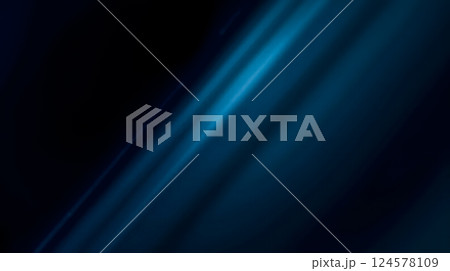 Blue light leak overlay isolated on black background, glowing gradient effect with streaks, vibrant dark blue color suitable for artistic design 124578109