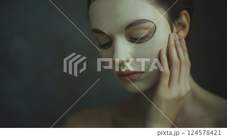 マスクをつけた女性とルッキズムの概念「AI生成画像」 124578421