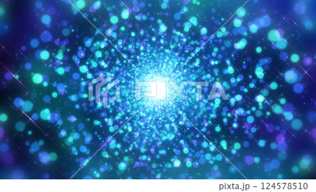 光の粒によるイルミネーションのトンネル - ブルー 124578510