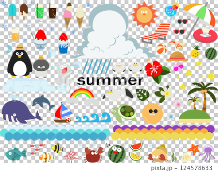暑假可愛夏天插畫素材集 暑假可愛夏天插畫素材集 124578633