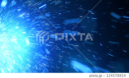 左側で炸裂する火花 - ブルー 左側で炸裂する火花 - ブルー 124578914